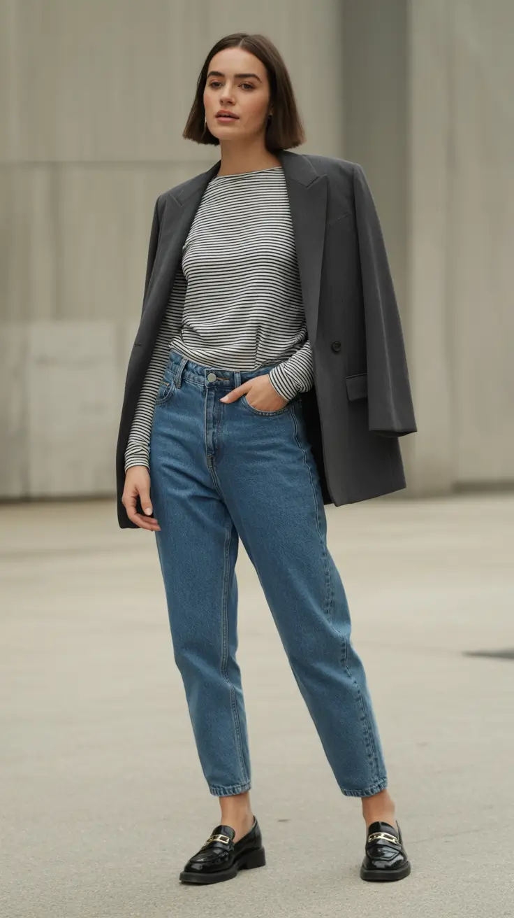 Jeans outfit inspiration 2026 The Modern Minimalist Striped Combo