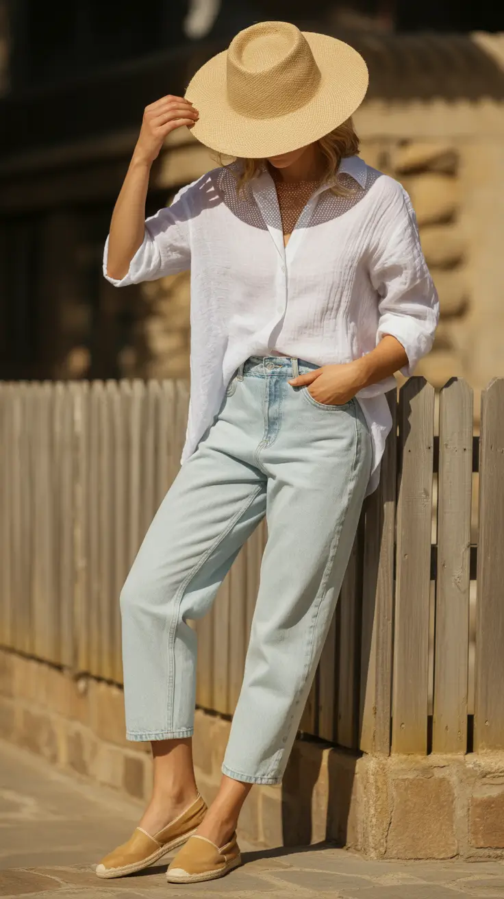 Jeans outfit inspiration 2026 Easy Breezy Neutrals for Sunlit Days