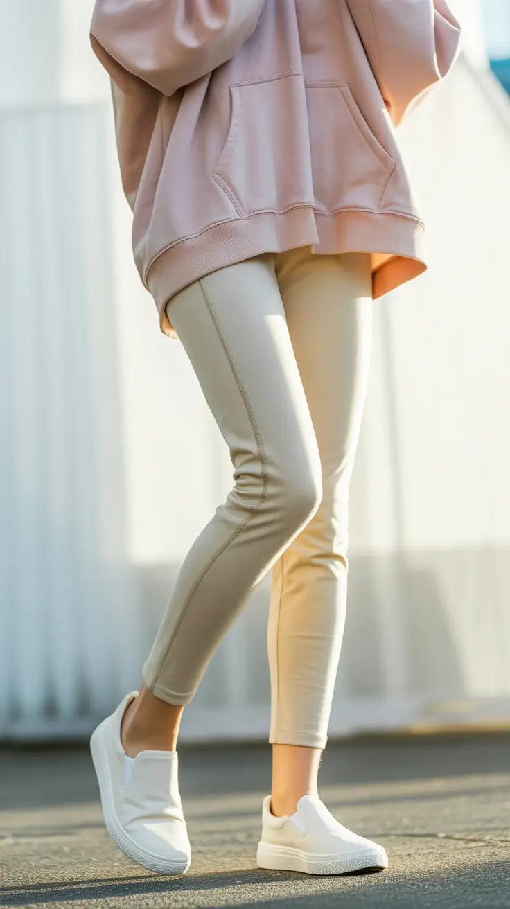 Legging outfit inspiration 2026 Clean Casual Ease With Soft Neutrals