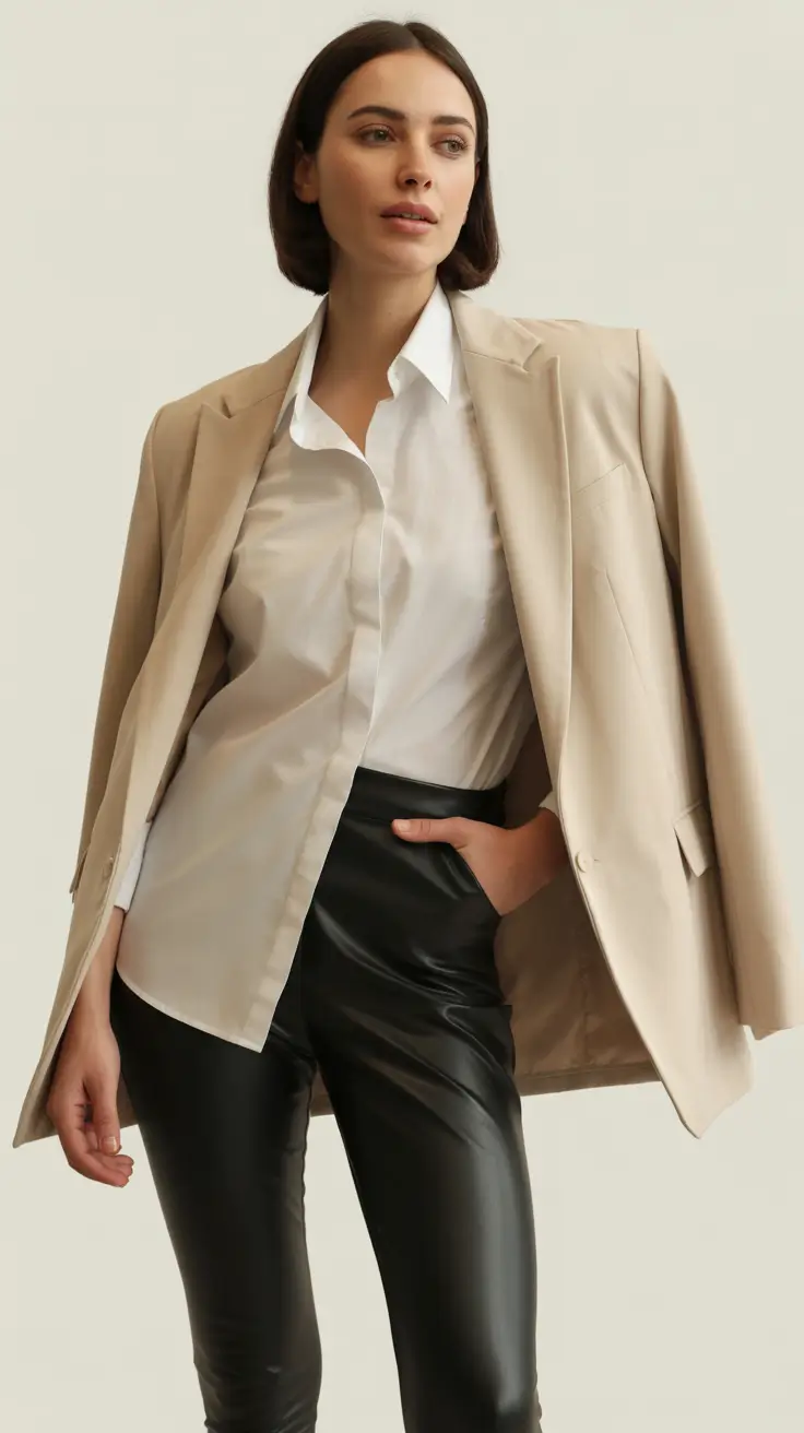 Legging outfit inspiration 2026 Polished Office Ease With a Modern Edge