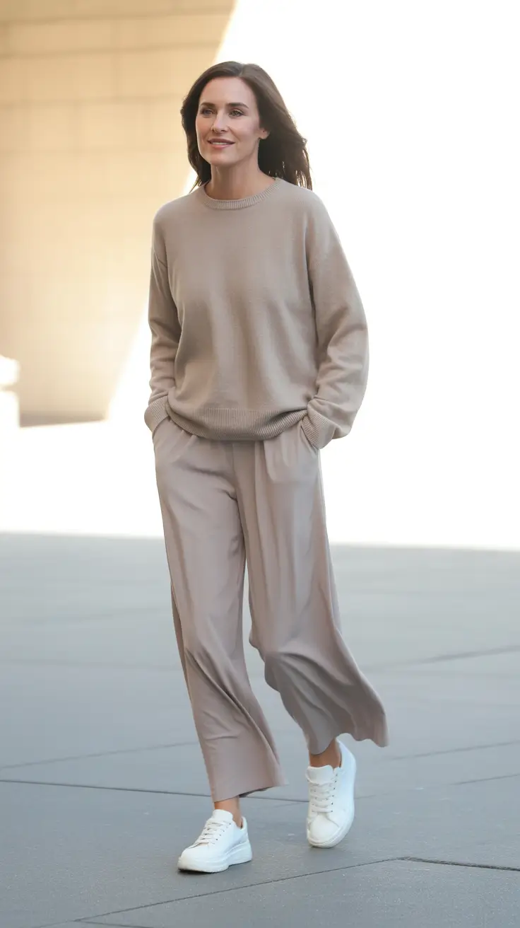 Casual Mom Outfit Relaxed Monochrome Knit Set