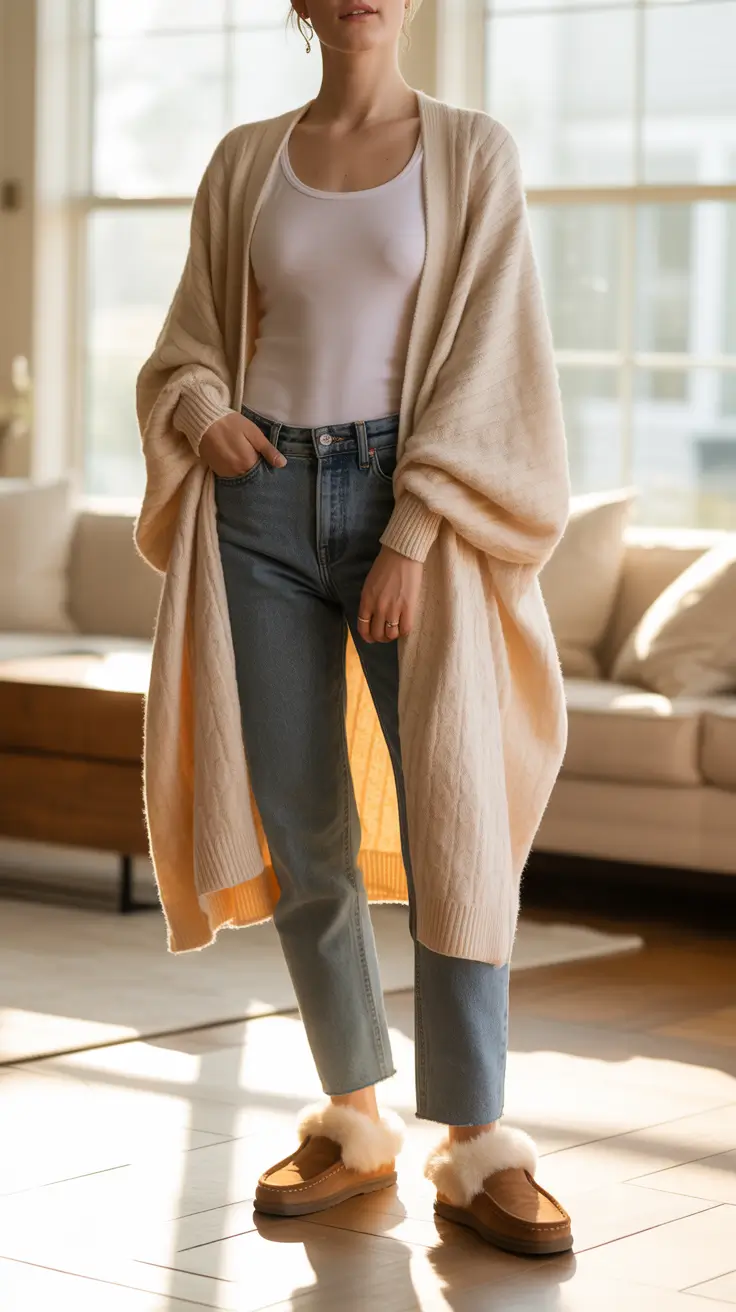 Casual Mom Outfit Wrap Cardigan Warmth