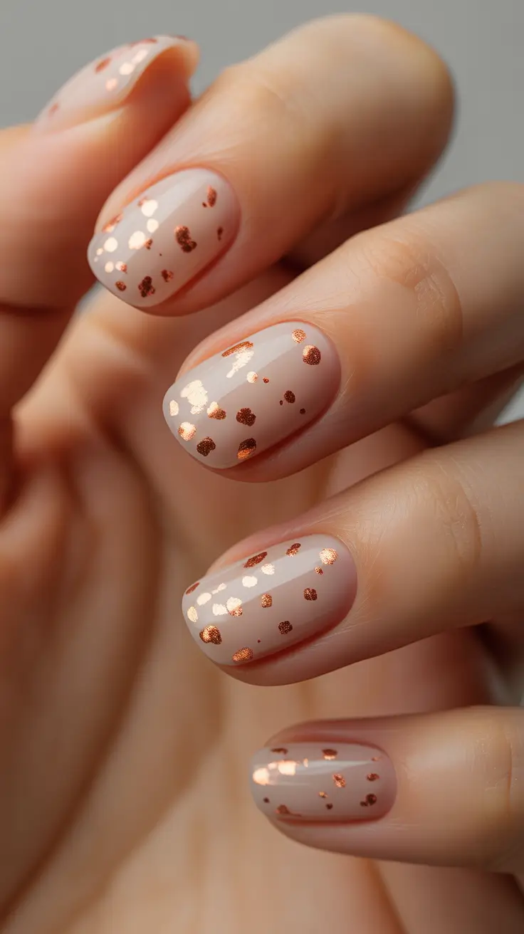 Rose Gold Confetti Nail Art 2025