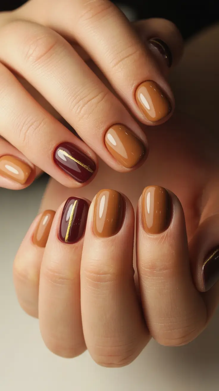 Warm Mocha and Merlot Nail Art 2025