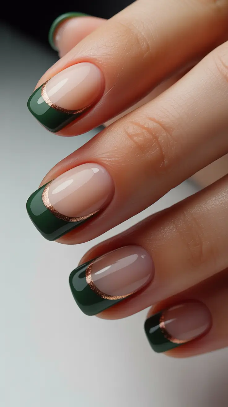 Green French Gel Manicure December 2025