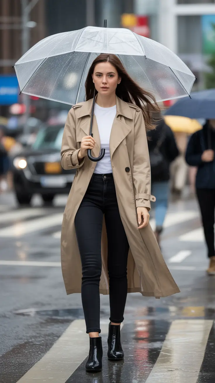 Rainy Trench and Umbrella Days in the City