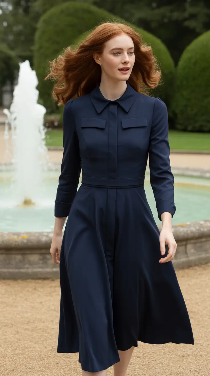 Timeless Elegant Navy Garden Dress Outfit