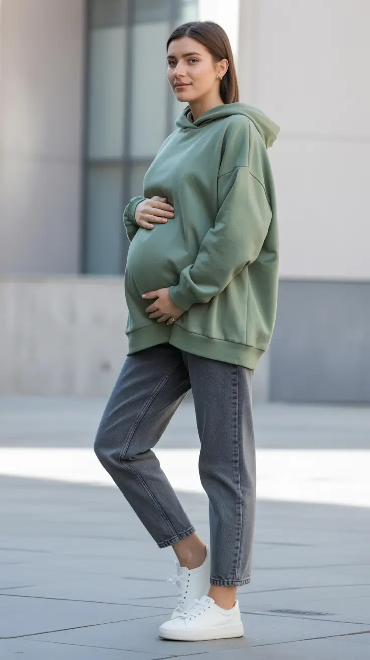 Summer comfy Soft Green Hoodie and Denim Calm