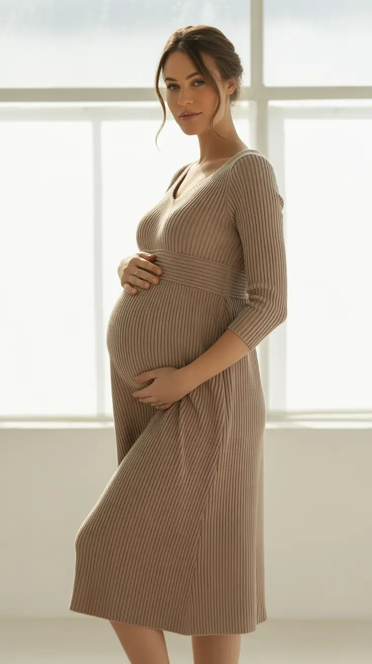 Autumn Soft Knit Dress with Subtle Sophistication