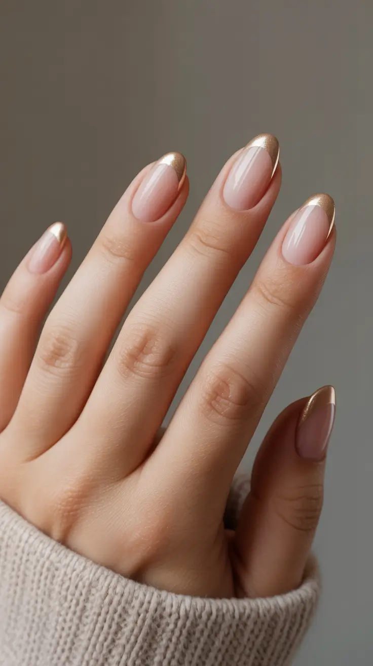 Christmas nail Designs Soft Gold French Tips