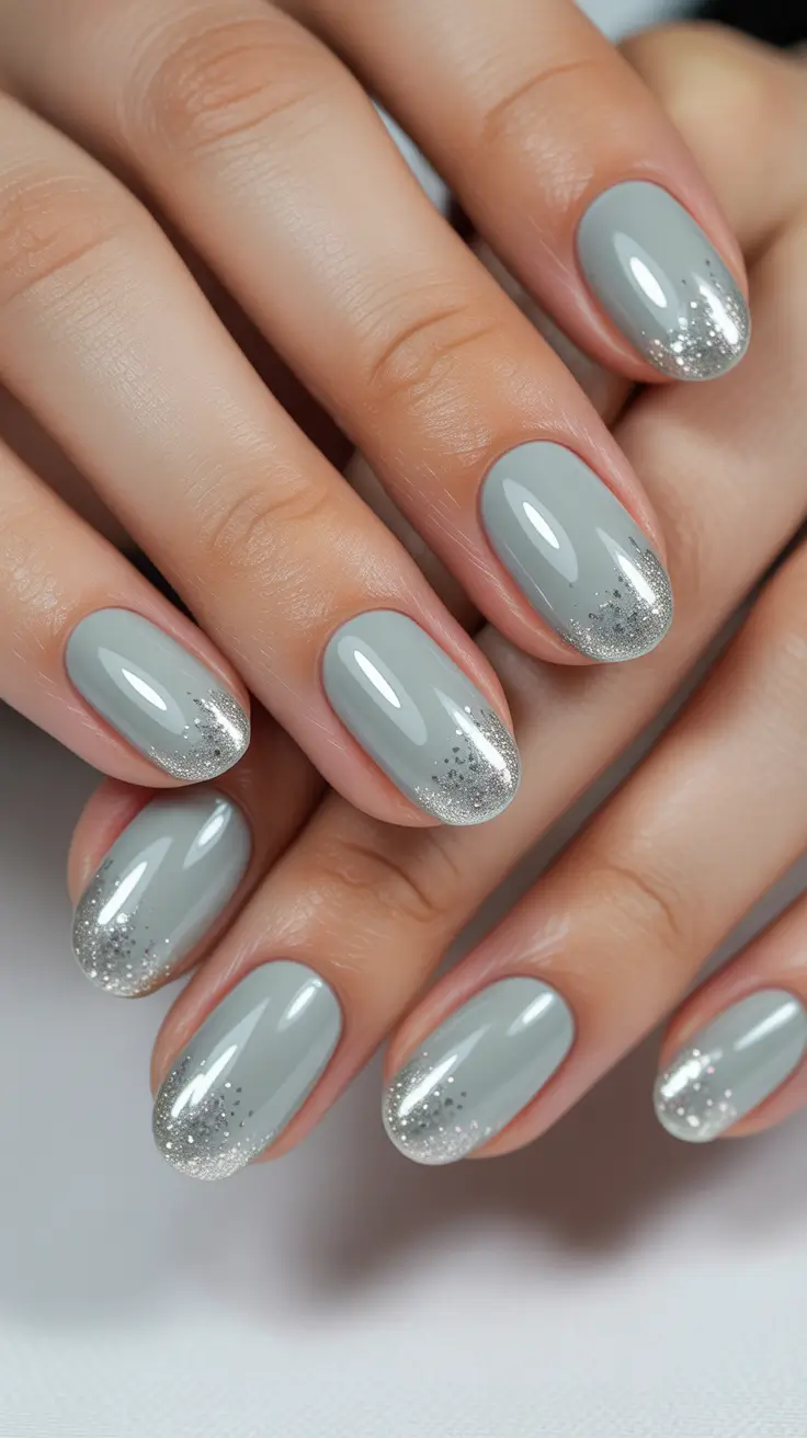 Christmas nail Designs Silver Dusted Frost