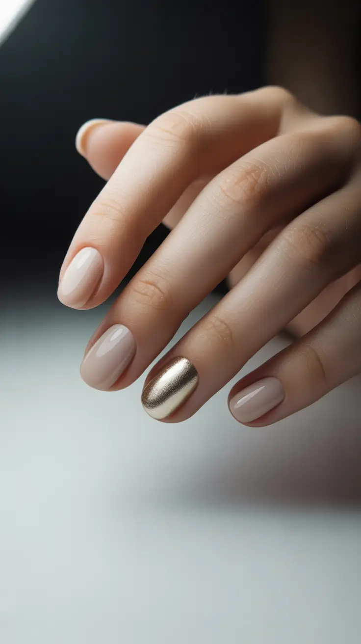 Christmas nail Designs Golden Accent Nail