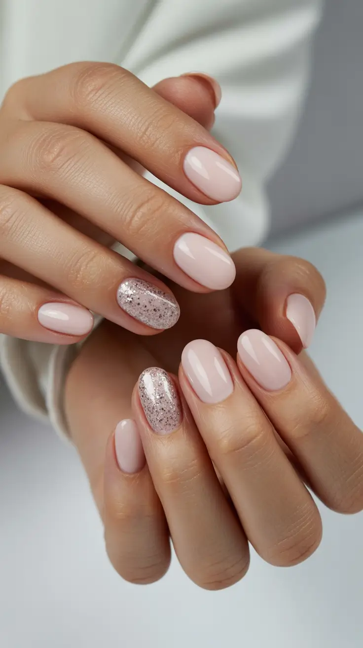 Christmas nail Designs Pink Glitter Elegance