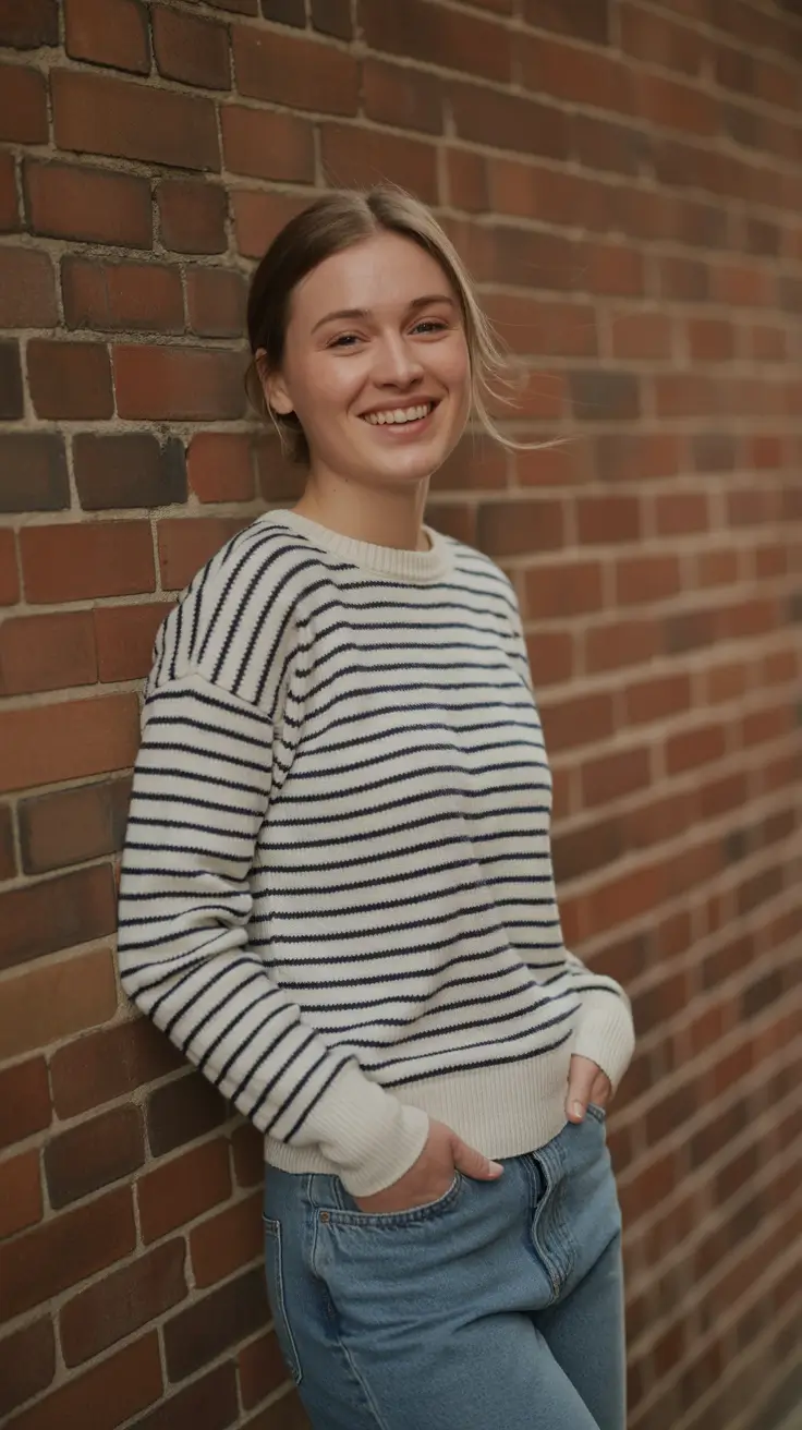 striped knit sweater outfit 2026