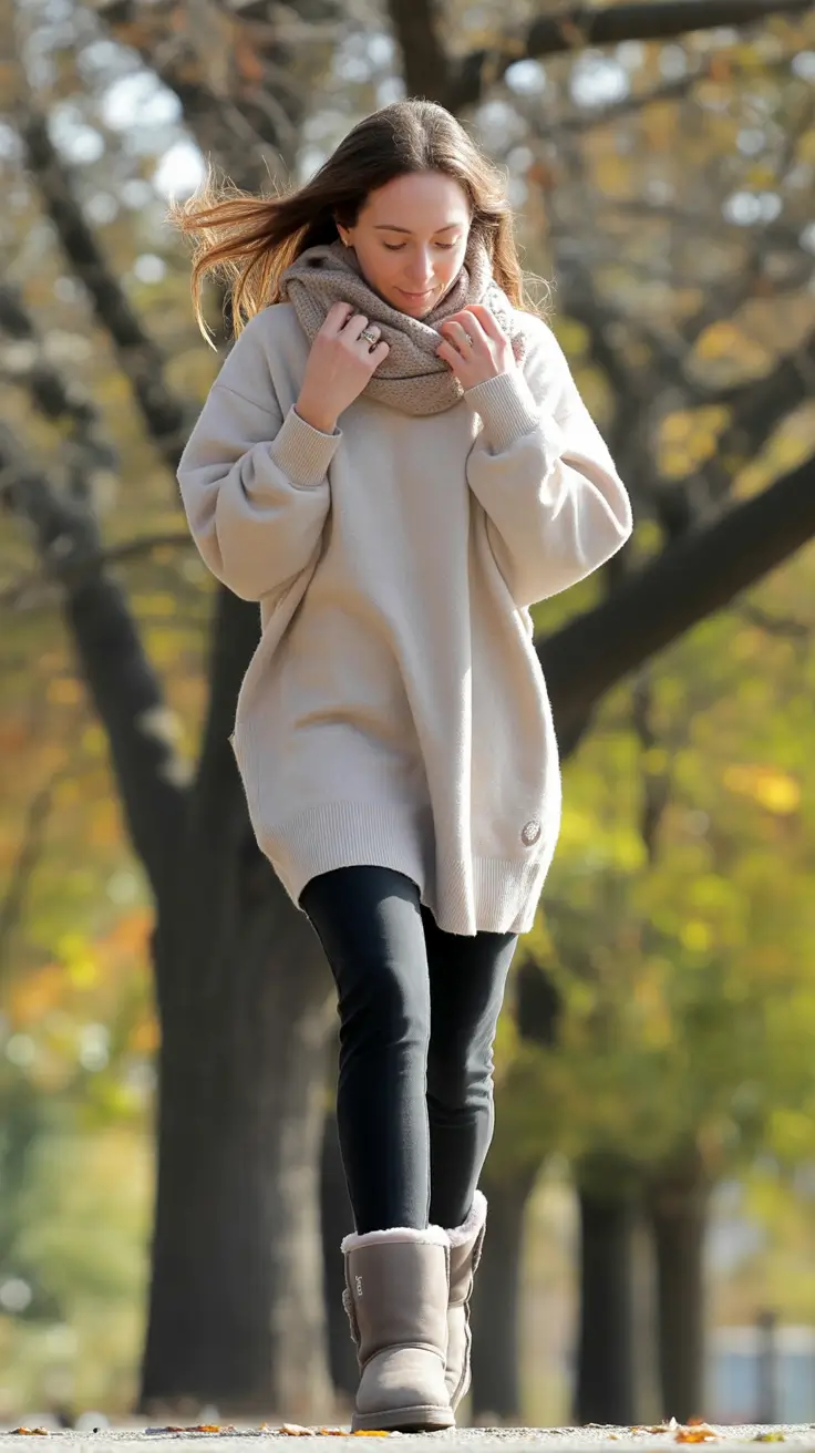 Gray Tall Uggs Oversized Knit Confidence Outfit