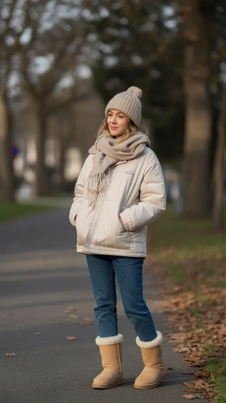 Beige Botas Winter Casual Warmth