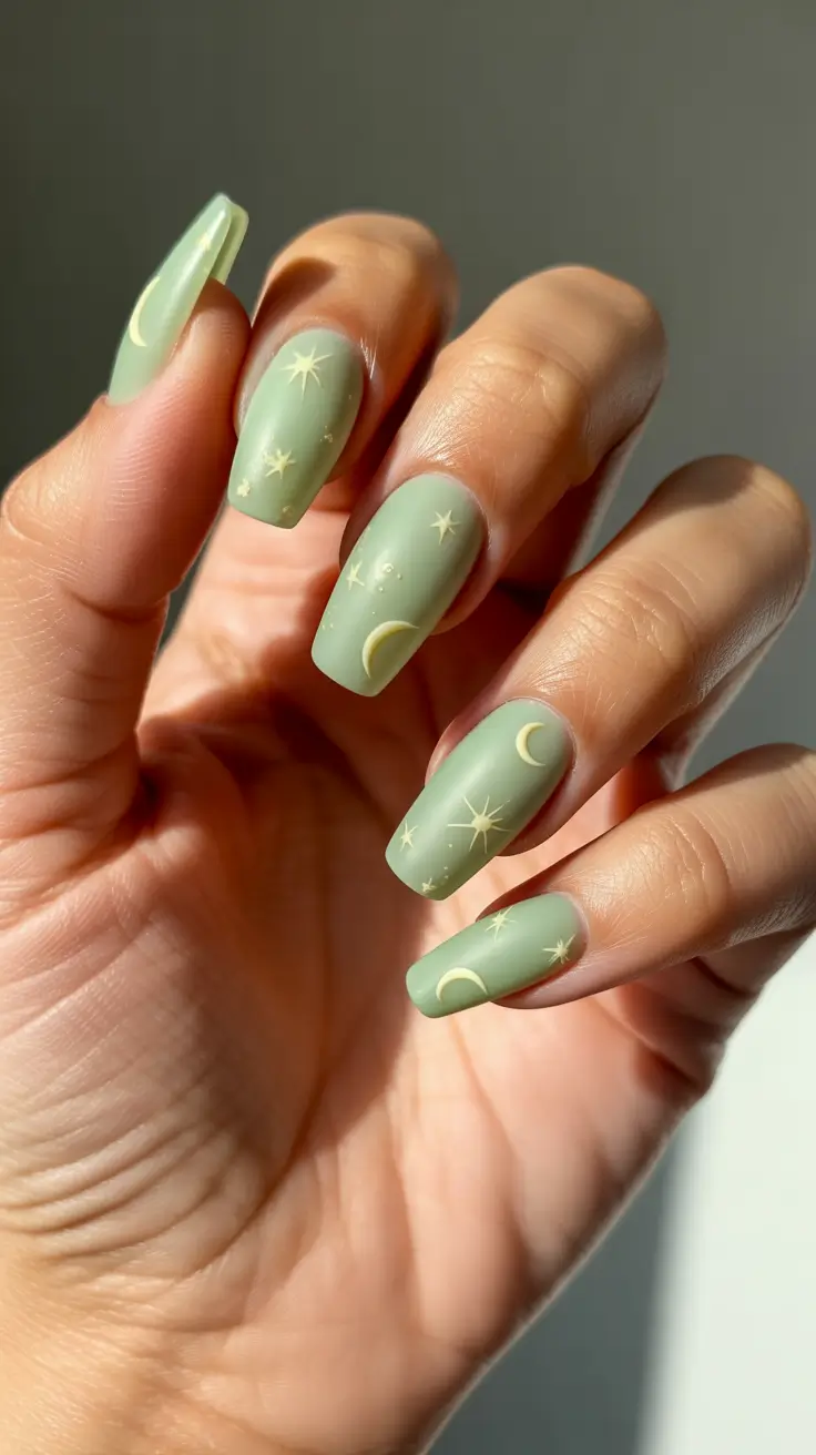 acrylic-nails-2026-Sage-Moon-and-Starlight-Matte