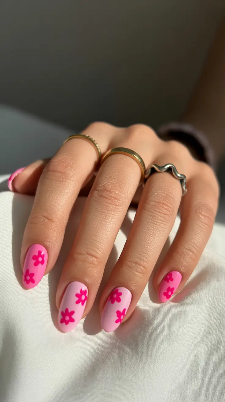 acrylic-nails-2026-Pink-Daisy-Pop
