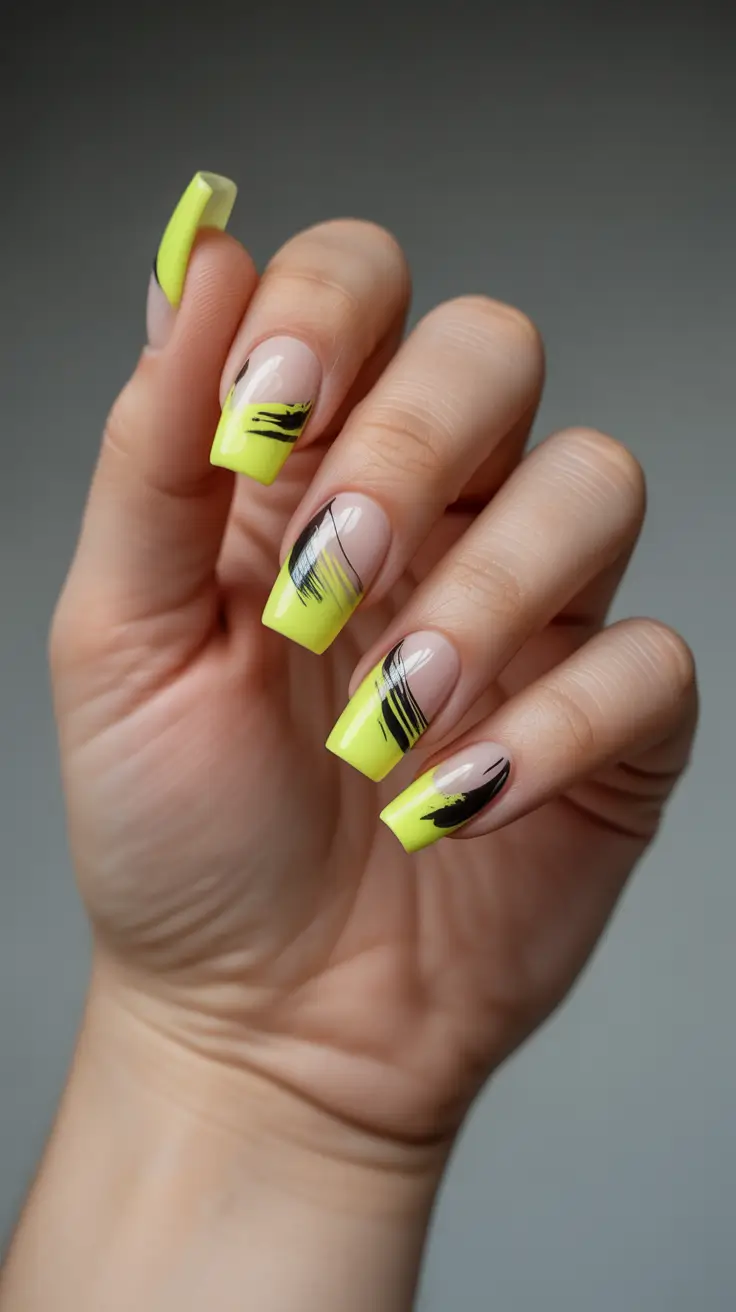 acrylic-nails-2026-Neon-Energy-Square-Tips