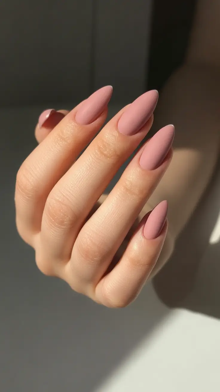 21 Elegant Almond Nails 2026 - Soft Matte Almonds in Blush Rose