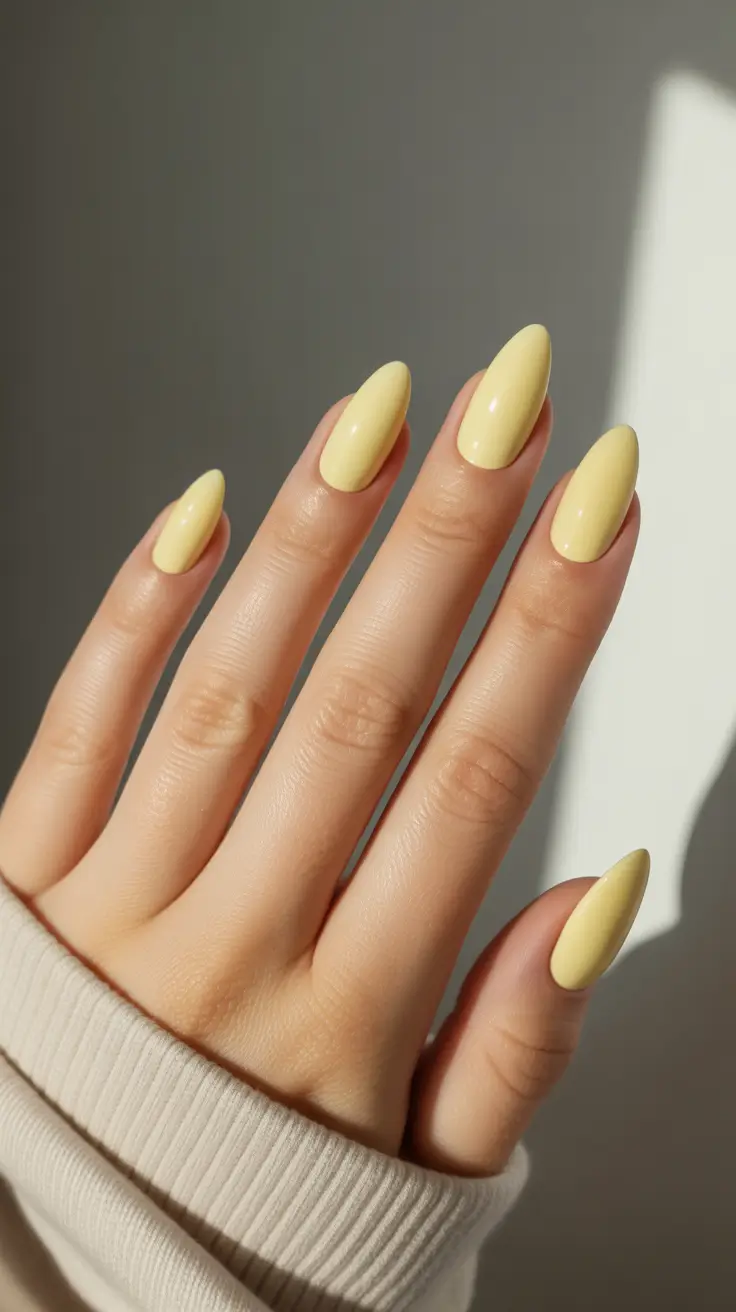 21 Elegant Almond Nails 2026 - Pastel Lemon Almonds for a Sunlit Summer Mood