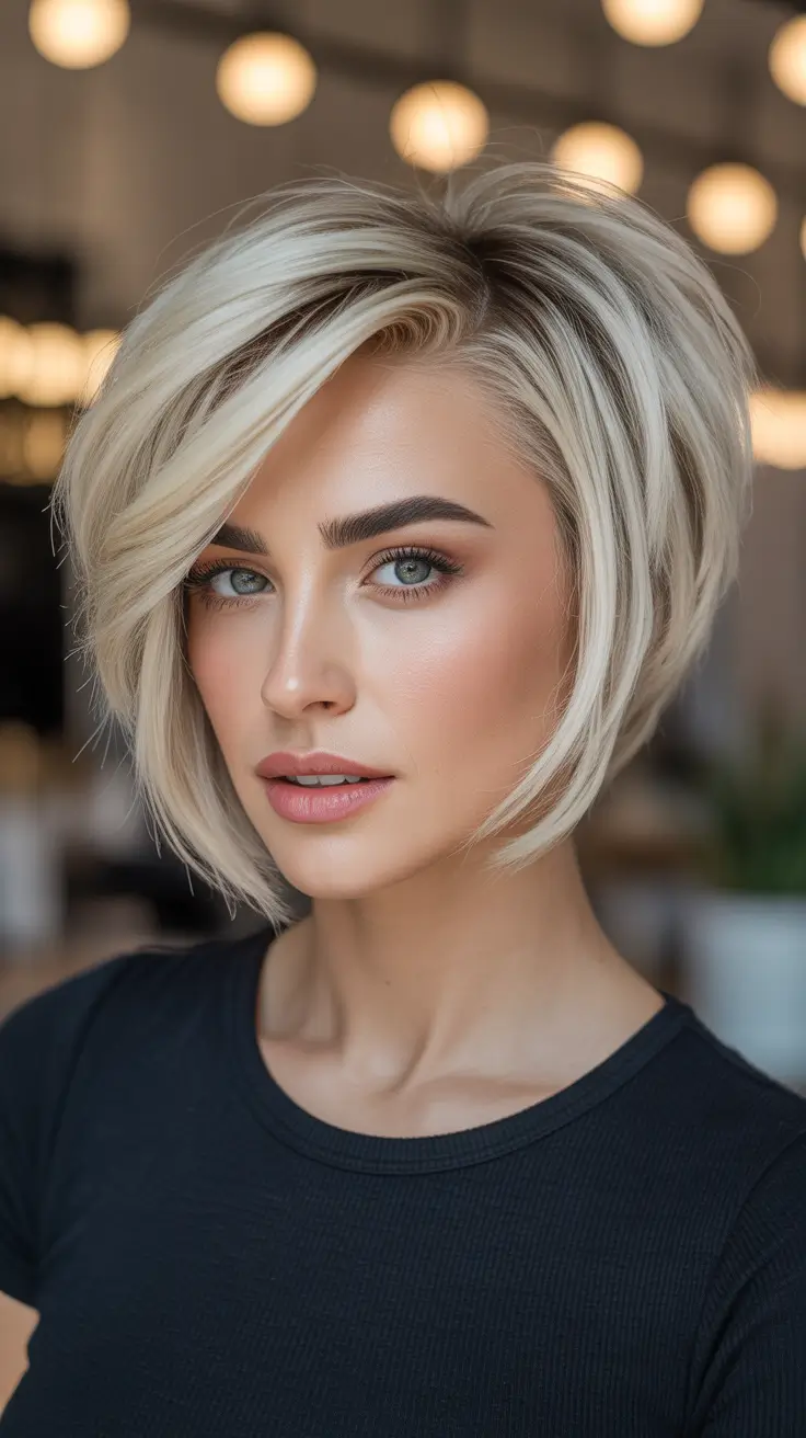 Asymmetrical Pixie Champagne Blonde Fusion