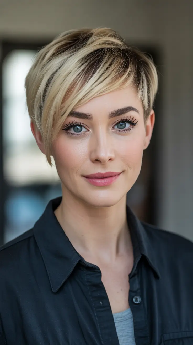 Asymmetrical Pixie Champagne Fade