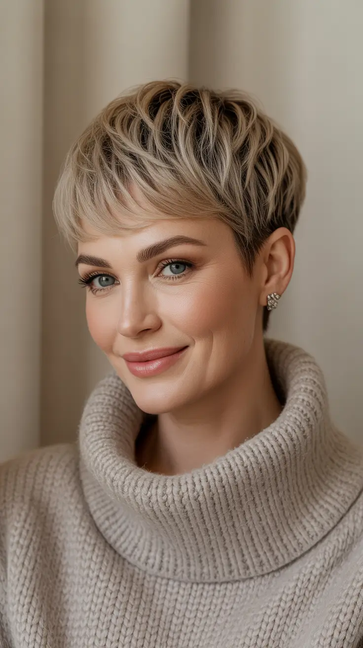 Asymmetrical Pixie Textured Honey