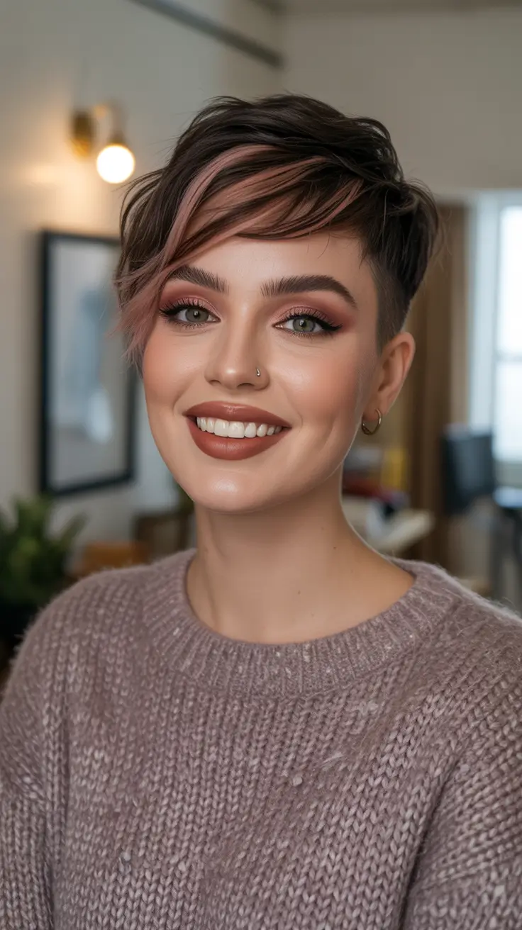 Asymmetrical Pixie Soft Rose Undercut