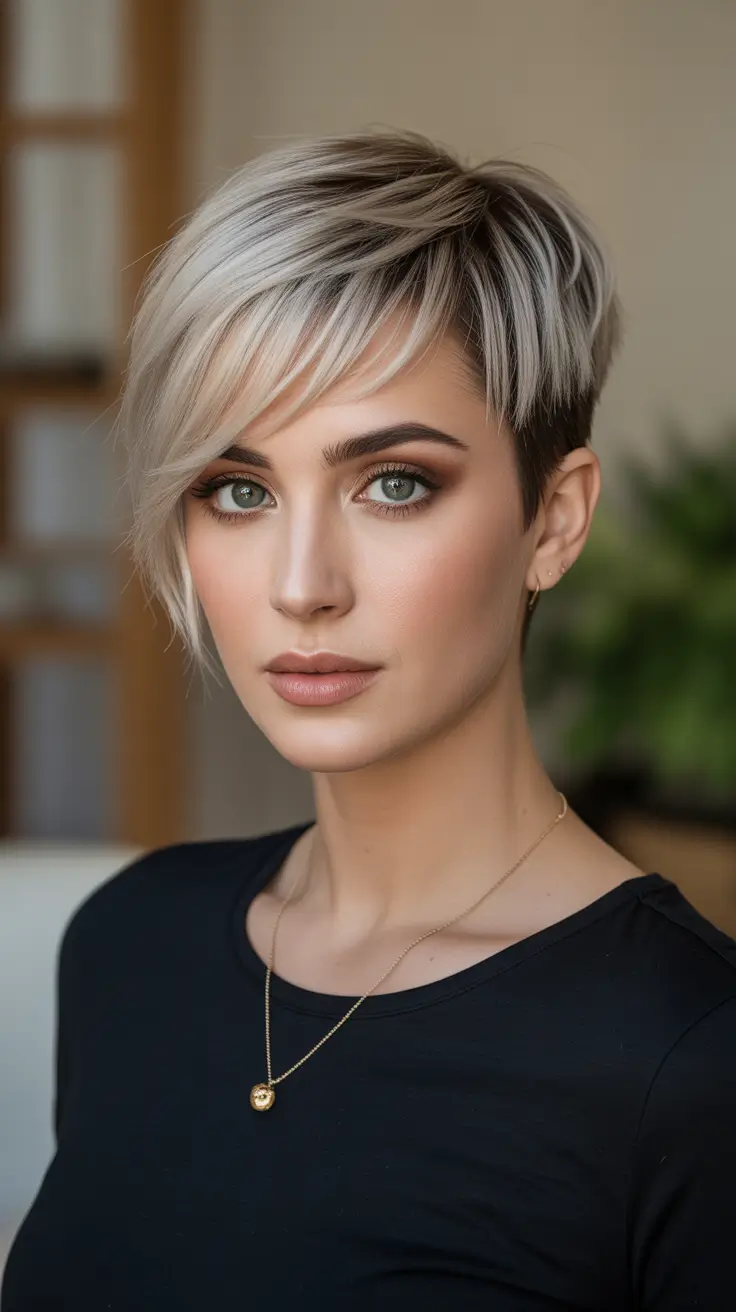 Asymmetrical Pixie Icy Blonde Power