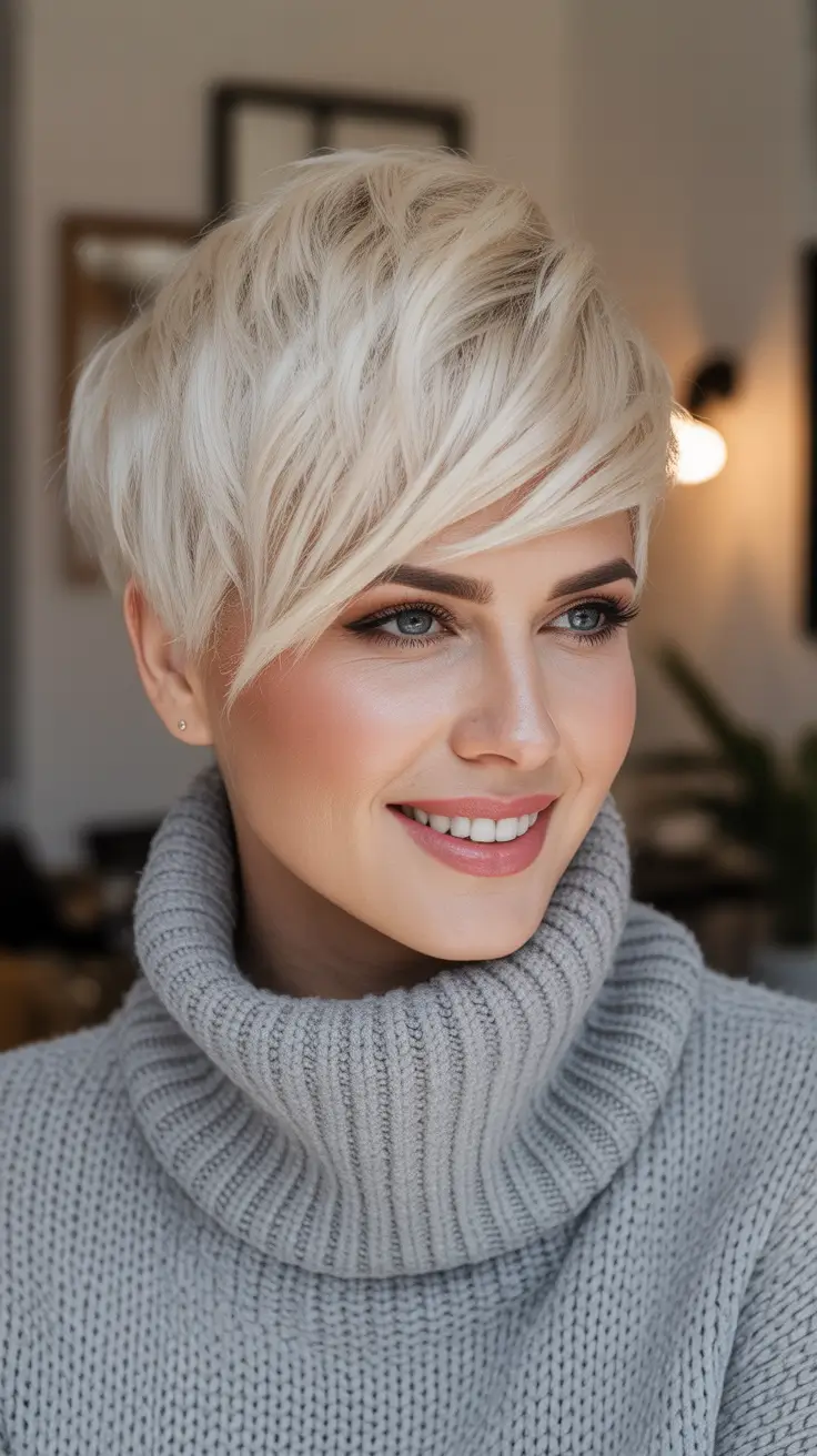 Asymmetrical Pixie Buttercream Tousled