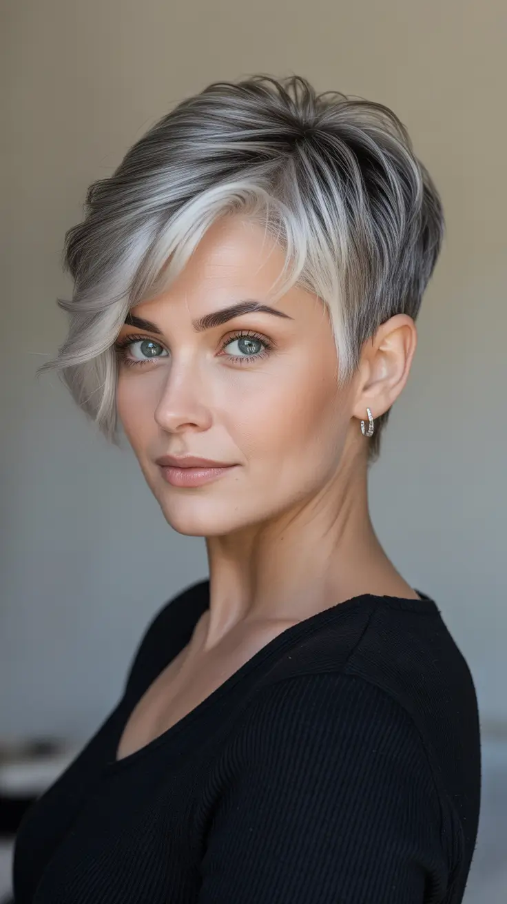 Asymmetrical Pixie Silver Shadow