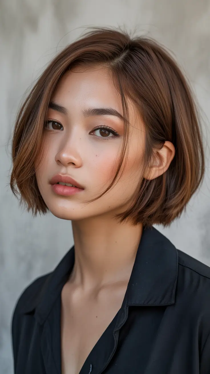 Bob haircut inspiration 2026 Soft Brown Bob With Airy Ends and Gentle Movement