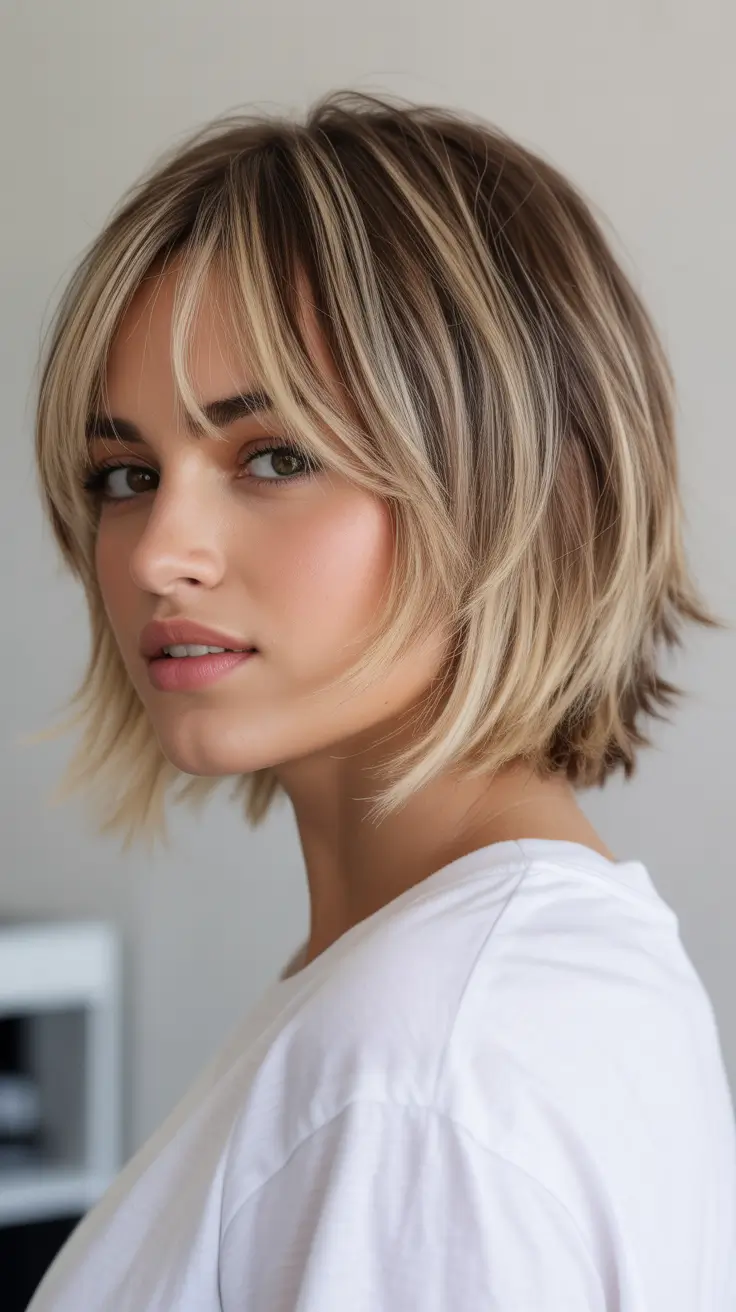 Bob haircut inspiration 2026 Blended Blonde Bob With Soft Layers and Springy Texture