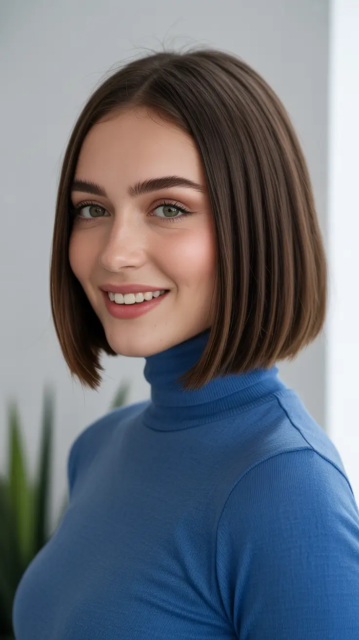 Bob haircut inspiration 2026 Sleek Graphite-Brown Bob With Minimal Ends