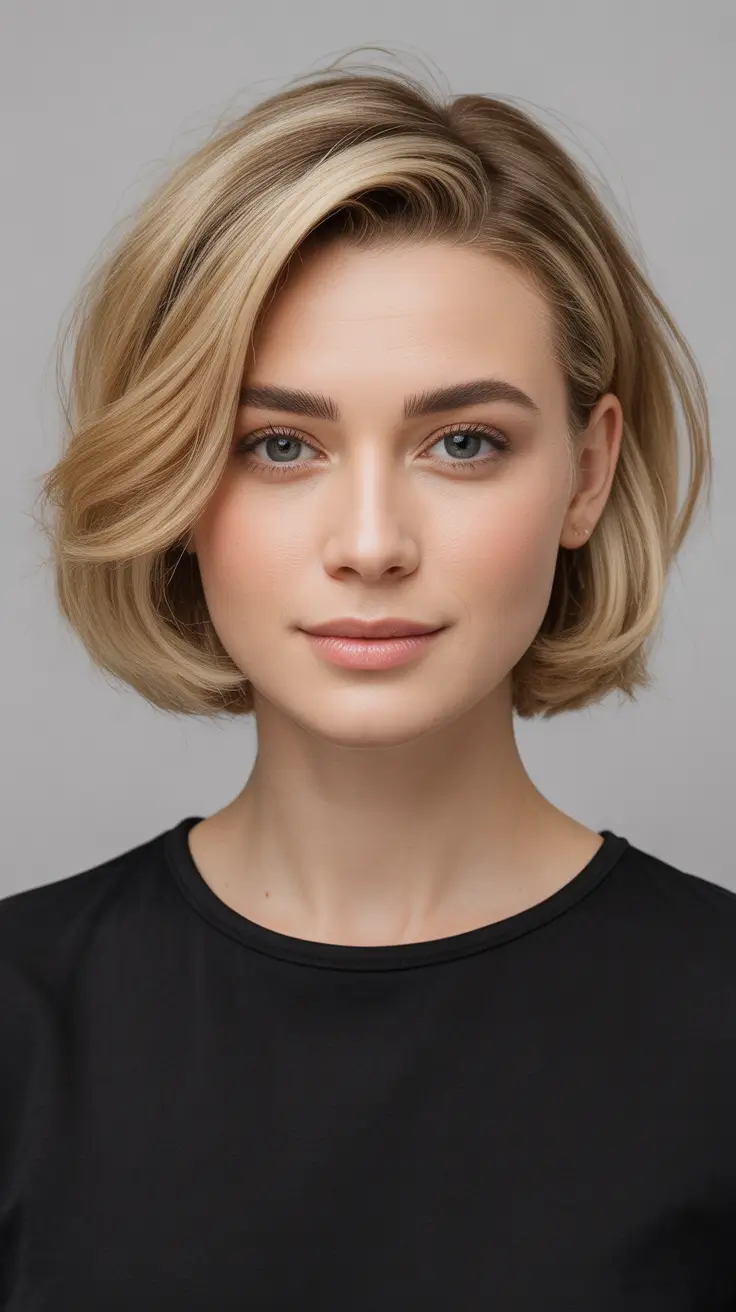 bob-hairstyles-2026-Soft-Side-Parted-Bob-With-Golden-Highlights