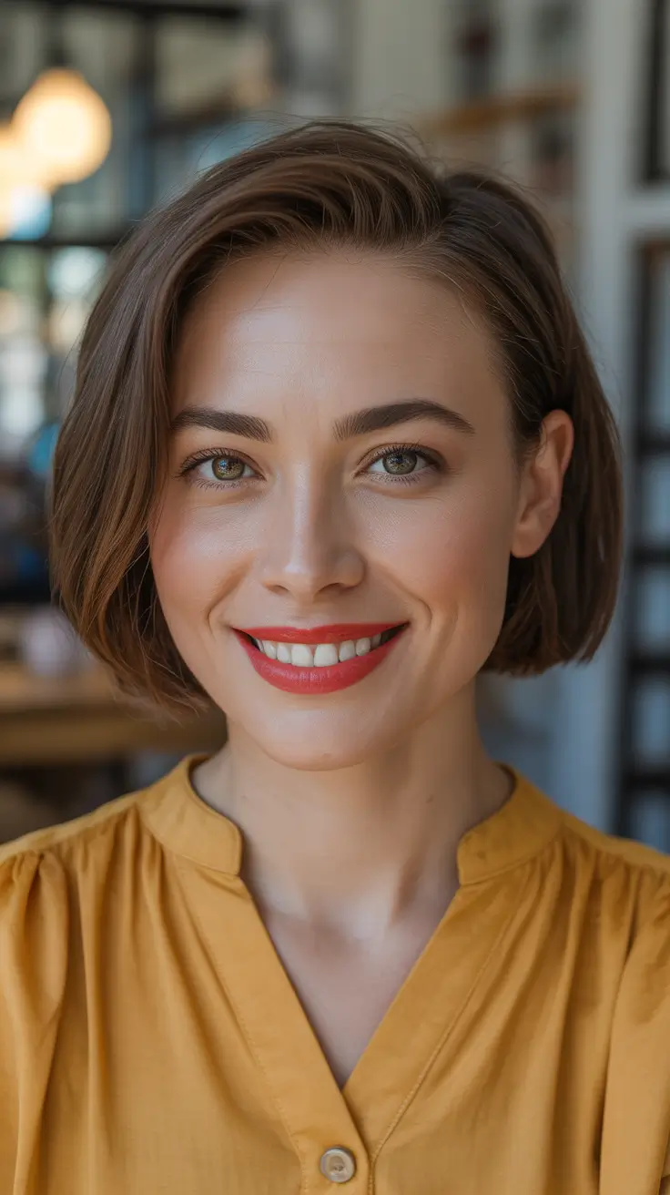 bob-hairstyles-2026-Café-Brunette-Bob-With-Natural-Texture