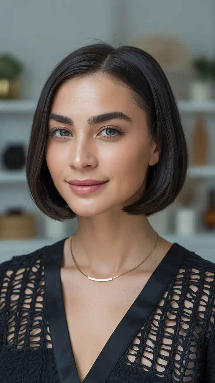bob-hairstyles-2026-Glossy-Short-Black-Bob-With-Clean-Precision