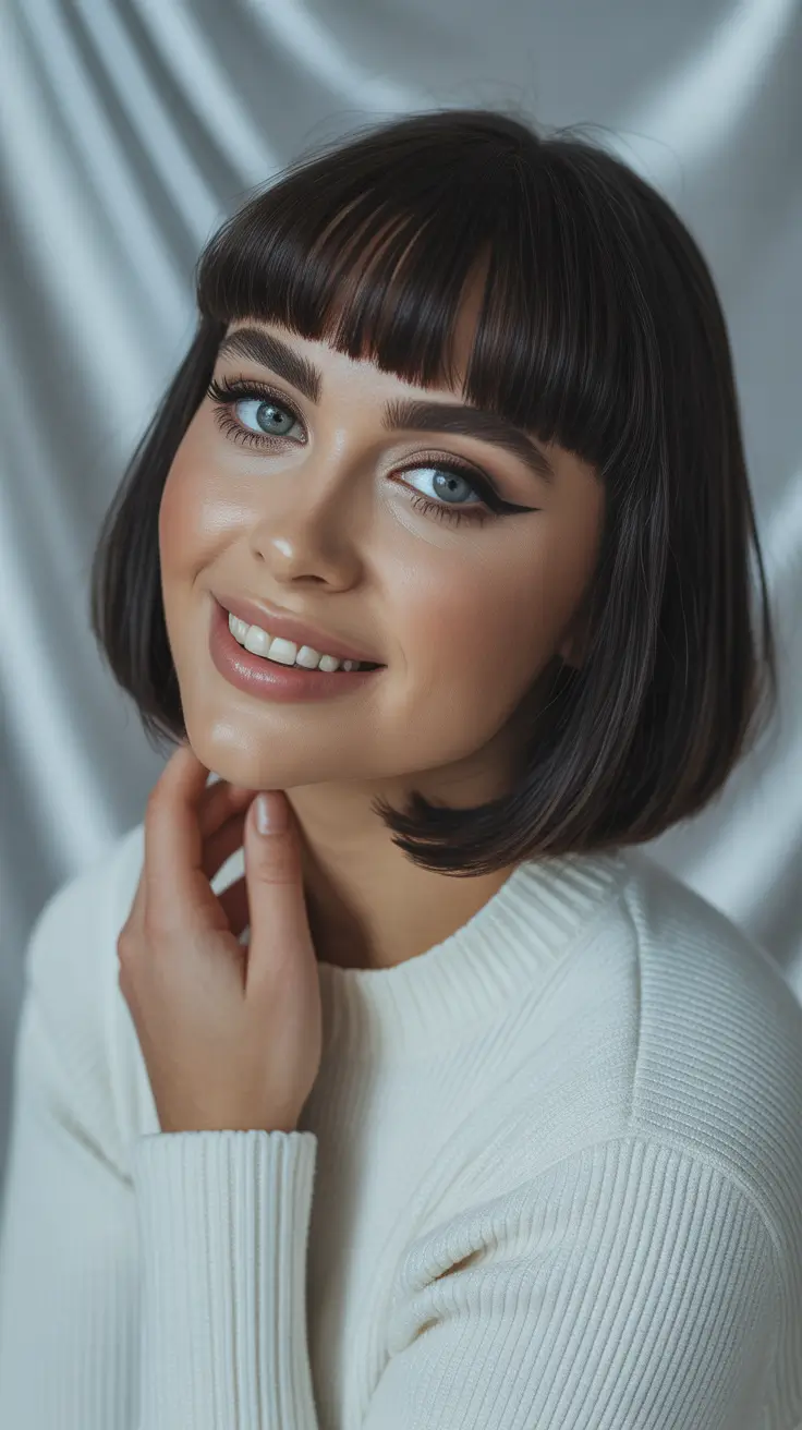 bob-hairstyles-2026-Chin-Length-Black-Bob-With-Defined-Fringe