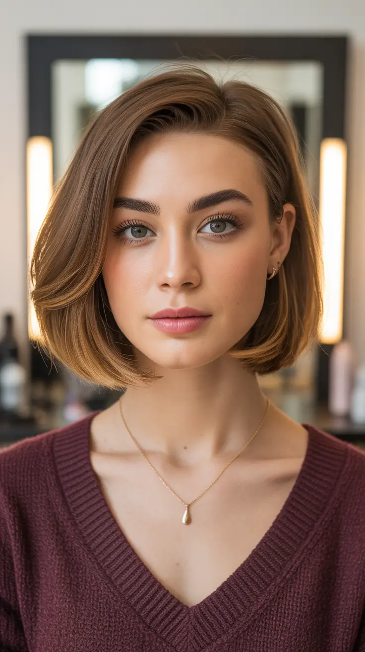 bob-hairstyles-2026-Sleek-Brunette-Bob-With-Subtle-Lift