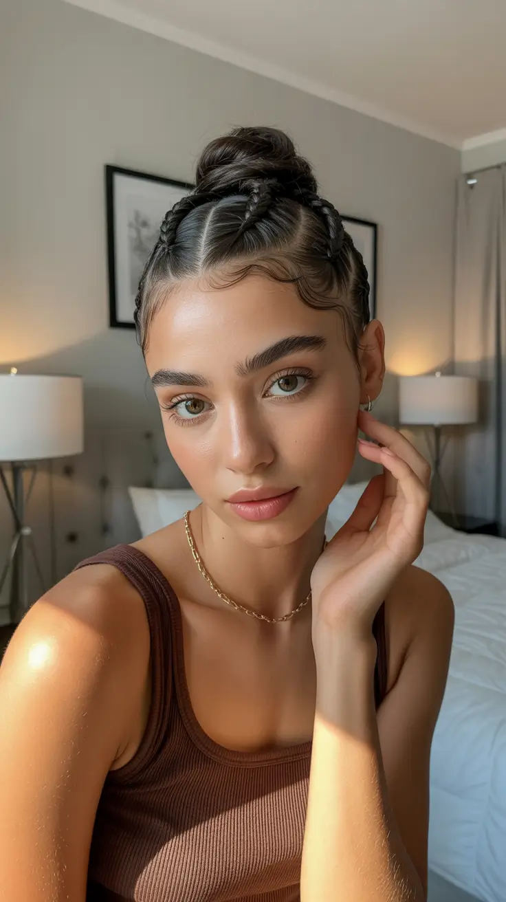 knotless-braid-Chic-Top-Knot-Braids