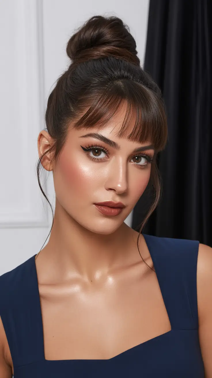 Polished Top Knot Sculpted Fringe 17