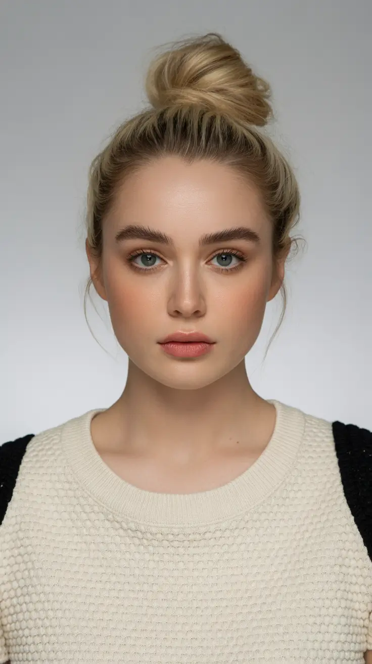 Easy Casual High Bun With Soft Blonde Volume 6