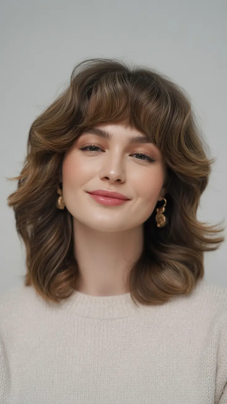 Butterfly haircut inspiration 2026 Playful Volume with Soft Bangs