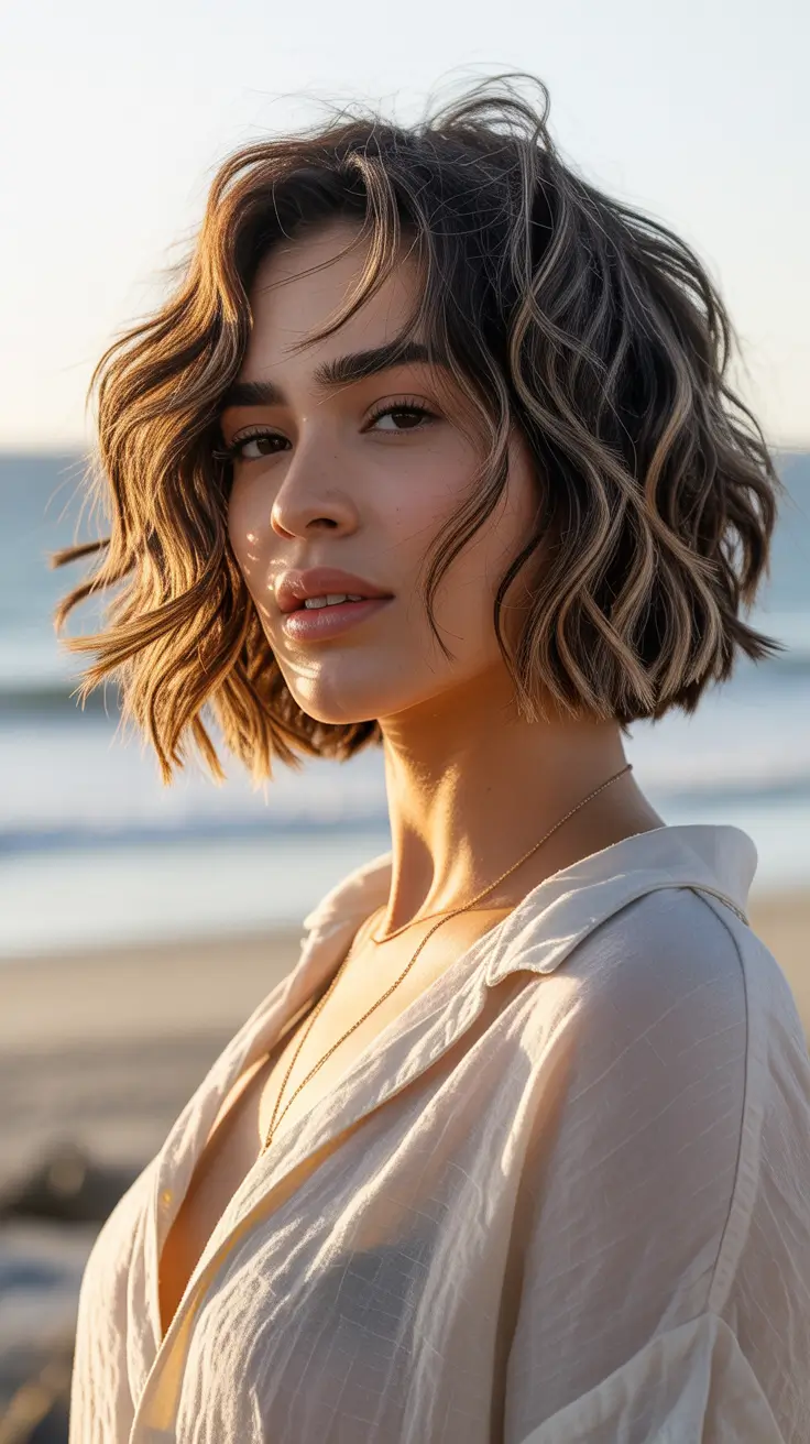 Choppy bob haircut inspiration 2026 - Beachy Blonde Bob with Textured Layers