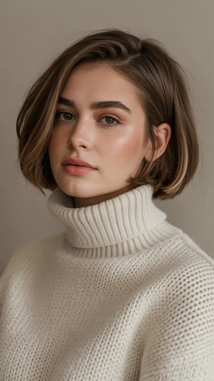 Choppy bob haircut inspiration 2026 - Subtle Brunette Bob with Understated Dimension