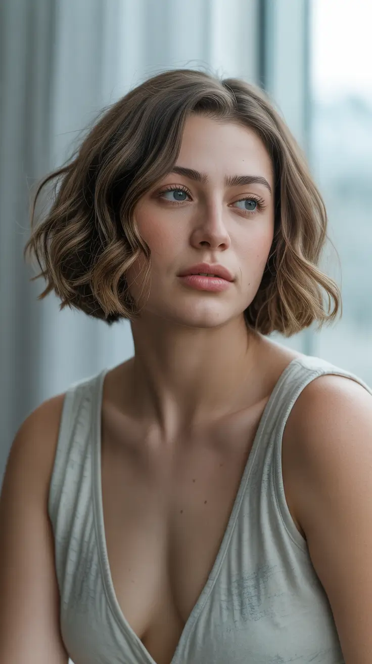 Choppy bob haircut inspiration 2026 - Textured Bob with Gentle Layers and Side Part