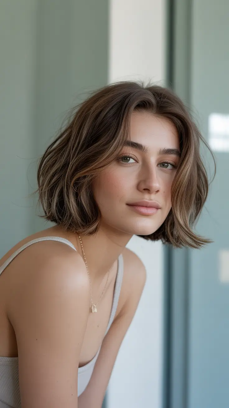 Choppy bob haircut inspiration 2026 - Soft Balayage Bob with Subtle Texture