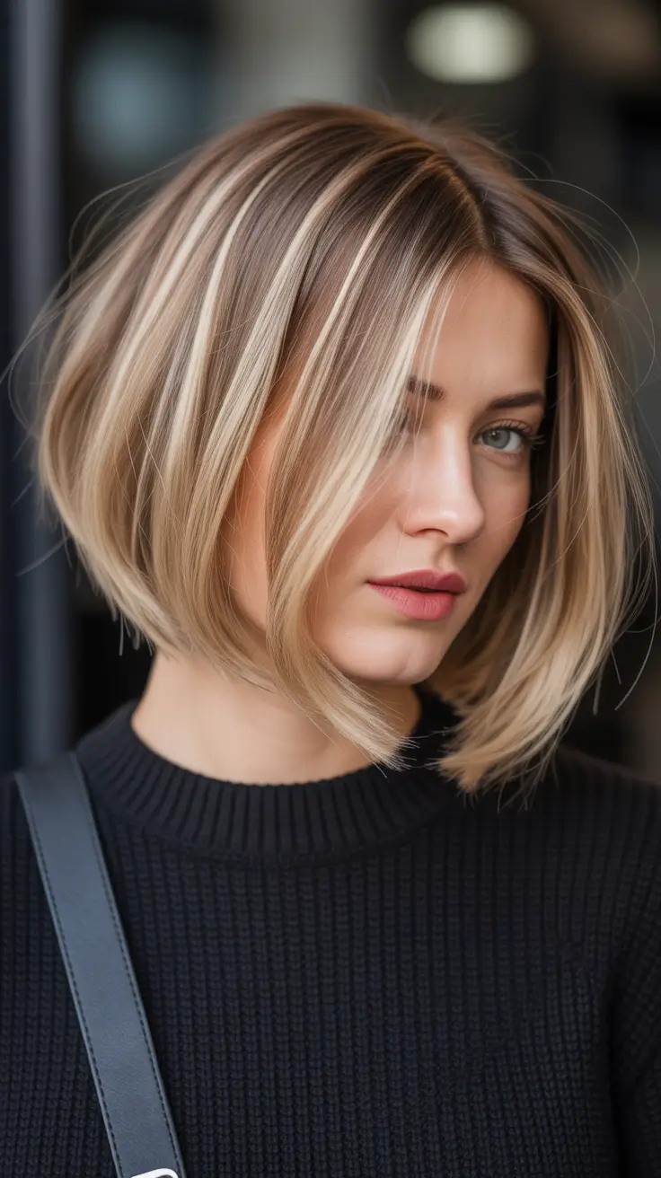 Choppy bob haircut inspiration 2026 - Blonde Angled Bob with Dimensional Highlights