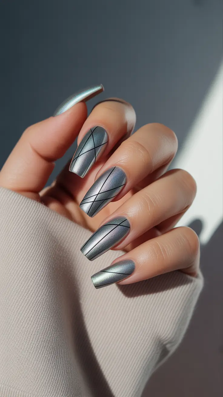 21-new-coffin-nails-2026-Chrome-Graphite-Coffins-With-Minimal-Line-Art